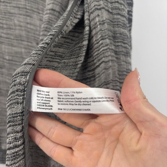 Eileen Fisher Open Front Cardigan Linen Womens Size Large Lagenlook‎ Black - Picture 4 of 6